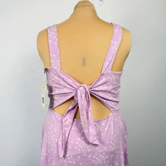 Pact Lilac Floral Tie Back Cutout Sundress XL Cottage Garden Spring Summer - Picture 5 of 10